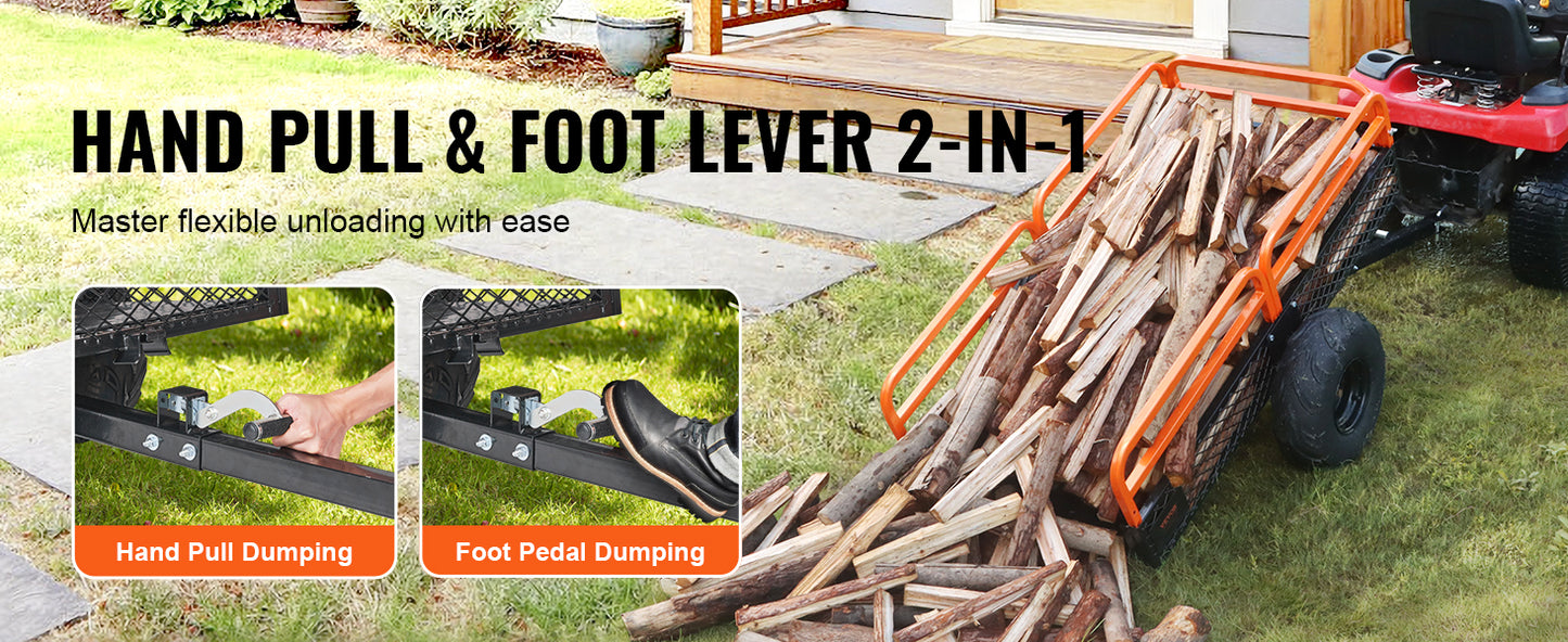 SucceBuy Heavy Duty Steel ATV Dump Trailer With Removable Sides