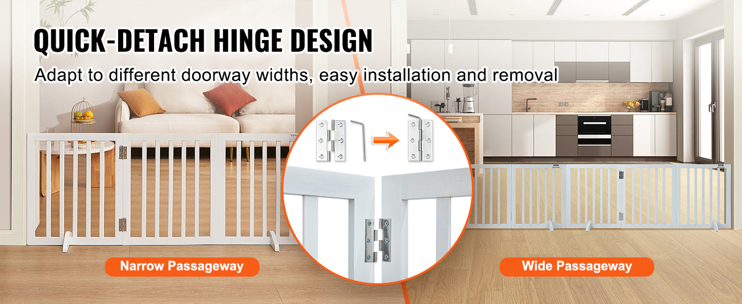 SucceBuy Freestanding 3-Panel Dog Gate For Narrow Passages