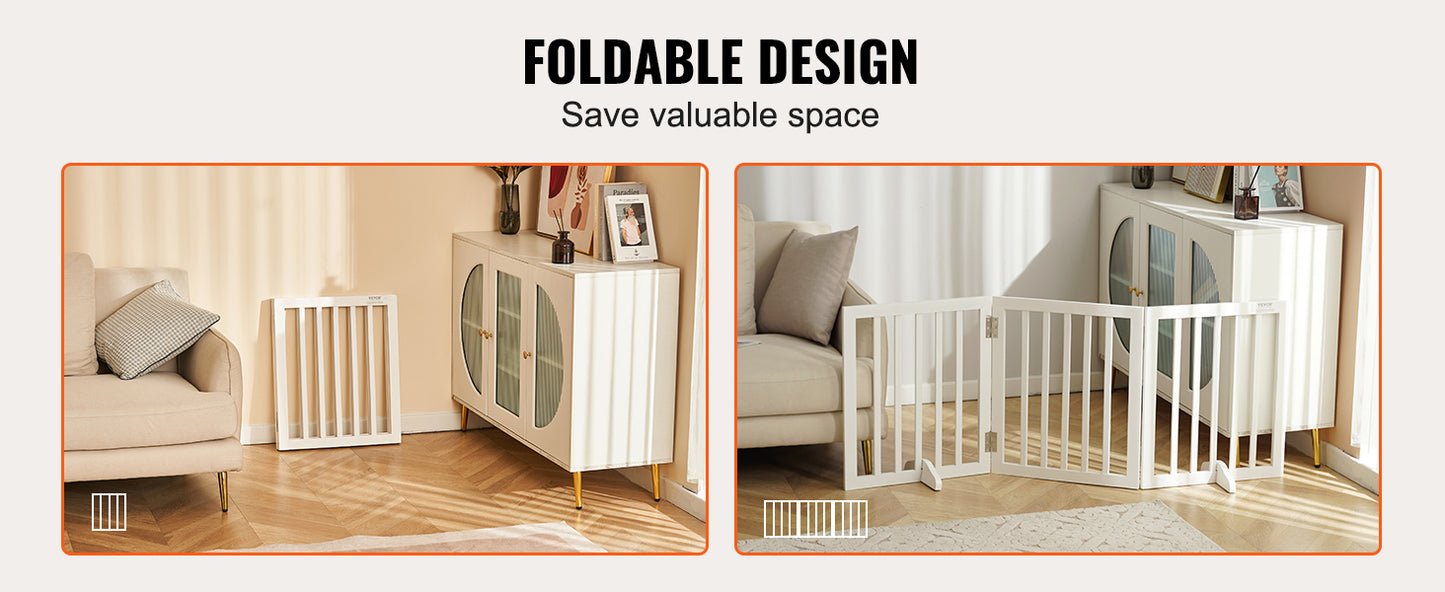 SucceBuy Freestanding 3-Panel Dog Gate For Narrow Passages