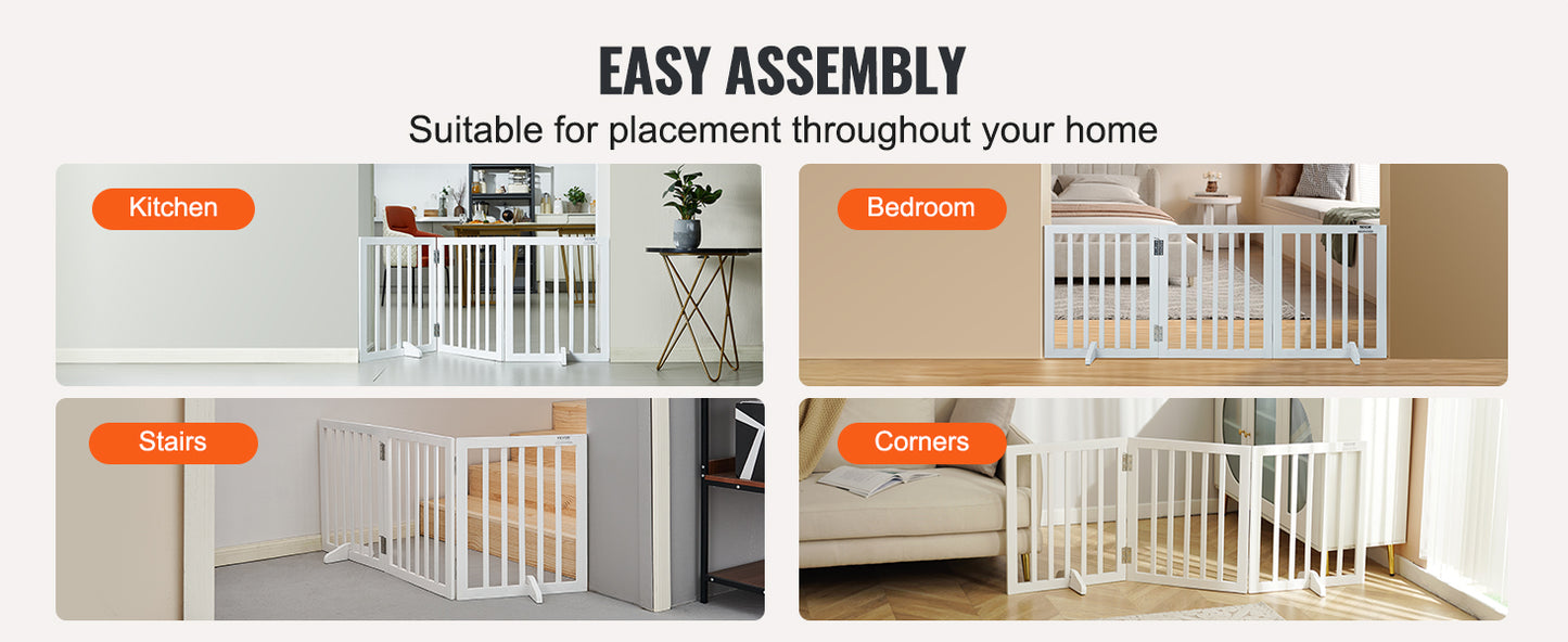 SucceBuy Freestanding 3-Panel Dog Gate For Narrow Passages