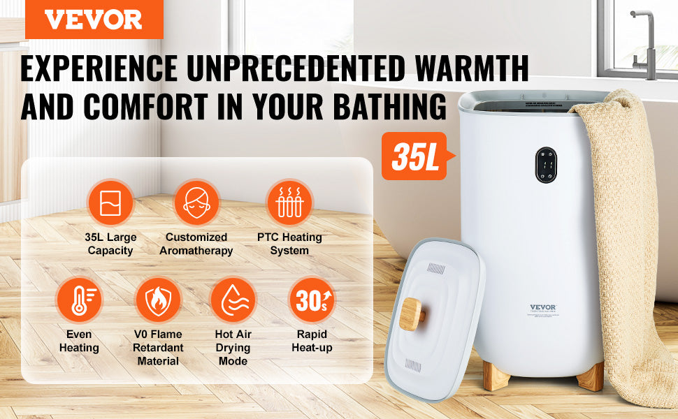 SucceBuy Towel Warmer Bucket With LED Screen For Bathroom Spa