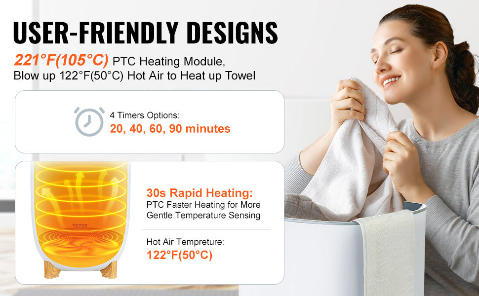 SucceBuy Towel Warmer Bucket With LED Screen For Bathroom Spa